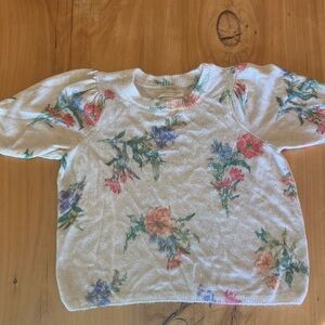 Anthropologie Floral Blouse - Cream and Multicolor